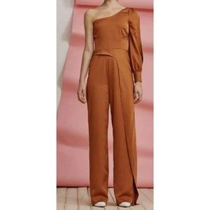FOXIEDOX Rust Orange Winter Satin Jumpsuit